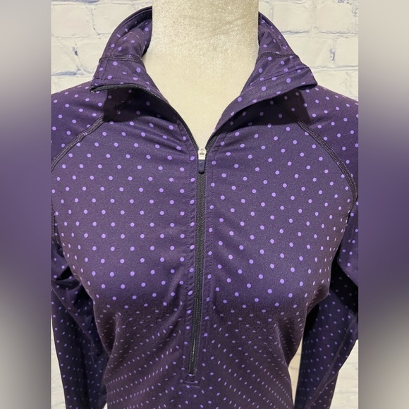 Nike Pro Dri-Fit Half-Zip Running Top Purple Polka Dot Size Large - Picture 2 of 8